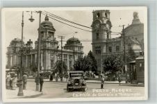 Porto Alegre 1928 Foto AK Auto Straßenbahn Postamt