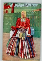 Typen Klöppeln Frau verkauft Stoffe Beruf Trachten Russland 1917 Künstlerkarte