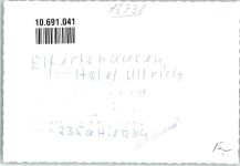 97725 W8731 Elfershausen , Unterfr FOTO KEINE AK Hotel Ullrich Rezeption Ort handschriftlich