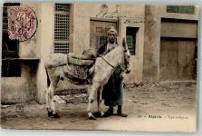 Tracht Esel Beruf Händler Briefmarke Bildseite Motiv Algerien Foto AK