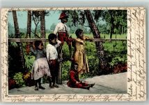 Kinder warten auf den Zirkus Schwarzafrikaner 1907