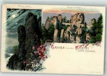 01847 O8351 Bastei Lithographie Bastei Felsen Bastei Brücke