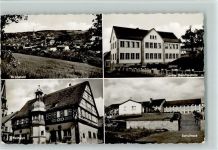 97947 W6974 Grünsfeld - Gesamtansicht Landw. Berufsschule Rathaus Schulhaus 4-Bildaufnahme