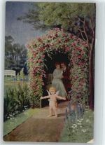 Liebespaar in der Rosenlaube - Amor als Wächter - Meistergalerie Nr. 4874 Amor
