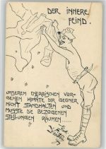 Der innere Feind Läuse AK Deutschmeister Witwen und Waisenstiftung Nr. 7 Militär Karikatur Künstlerkarte