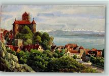W7758 Meersburg , Bodensee Schloß Meersburg gemalt v. V. Marschall Marschall, V. Künstlerkarte