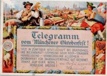 W8000 München Lengauer Nr. 14 - Telegramm vom Oktoberfest - Lebkuchenherz Oktoberfest Künstlerkarte