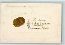 Neujahr - Geldmünzen 1911 AK Geld auf AK Prägedruck
