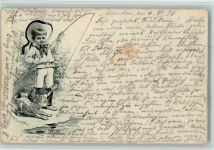 Junge angelt einen Schuh 1898 AK Angeln Künstlerkarte