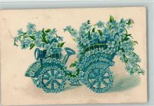 Automobil aus Vergissmeinnicht Blumen litho Vergissmeinnicht Prägedruck