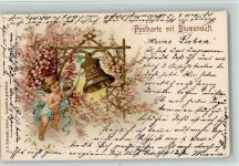 Blumenduft - Kleiner nackter Engel läutet die Glocken 1902 AK Duftkarte