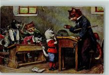 TSN Serie 1828 Katzenschule - vermenschlichte Katzen Katze 1923 Künstlerkarte