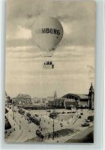 W2000 Hamburg Ballon über dem Hauptbahnhof, Straßenbahnen, Verlag Knackstedt & Näther Nr. 124 gute Erhaltung AK Ballon