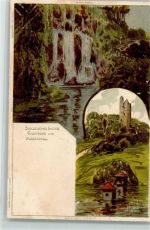 W2000 Hamburg Zool. Garten Eulenburg , Wasserfall Biese, K. 1898 Lithographie / Künstlerkarte