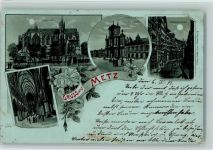 57000 Metz 1898 Lithographie / Mondschein Gruss aus - Cathedrale, Gerbergraben AK