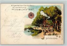 W2000 Hamburg Zur Waldschenke - Kunstverlag Rosenblatt Gartenbauausstellung 1897