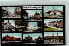 45657 W4350 Recklinghausen , Westf 1923 Gebrauchsspuren Mehrfachbilder - Zeche, Krankenhaus, Bergwerkdirektion
