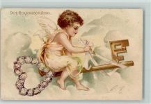 Der Herzensschlüssel AK Amor 1903 Prägedruck