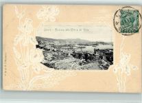 Genova Panorama della Città e del Porto Pflanzen 1912 Prägedruck