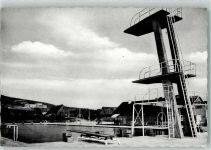 38226 W3320 Bad - Schwimmbad Sprungturm mit Blick auf Jugendheim