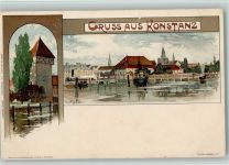 W7750 Konstanz Gruss aus - Hafen - Velten - litho 1898 AK Mutter, K. Künstlerkarte