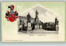 W6520 Worms Lutherdenkmal Wappen Lithographie / Prägedruck