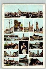94315 W8440 Straubing 1908 - Ludwigsplatz Schlachthof Dreifaltigkeitssäule Alter Stadtturm