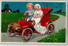 Verlag PFB Serie 7318 - Babys fahren Auto , gute Erhaltung AK Glückwunsch Auto 1908 Prägedruck