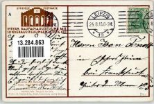 O7000 Leipzig Internationale Baufachausstellung 1913 Lindenallee Eisenbetonhalle sign Schneider Paul Off. Postkarte Nr 8 Maschinenstempel Kunstgeschichte Gebrauchsspuren