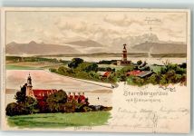 82347 W8139 Bernried , Starnberger See 1908 Gebrauchsspuren Starnbergersee Bismarckturm sign. Otto Strützel Stempel Bismarckdenkmal