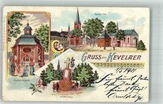 47623 W4178 Kevelaer 1901 Lithographie Gnaden-Kapelle Kroaten-Kreuz Kapellenplatz