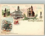 Boston Lithographie Denkmal Franklin Samuel Adams Geschäft Old Corner Bookstore