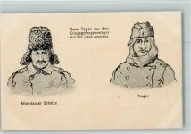 Sibirischer Schütze Flieger Kriegsgefangene WKI Fellmütze Feldpostkarte
