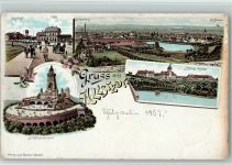 06542 O4702 Allstedt Lithographie Bahnhof Sachsenburg Kyffhäuser Schloss Allstedt Kyffhäuser-Denkmal