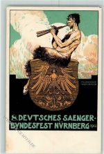 W8342 Nürnberg sign. Alexander Schindler Sängerbundesfest AK Sängerfest 1912 Künstlerkarte