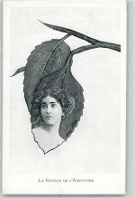 La Feuille de Abricotier - Metamorphose Blatt vermenschlicht AK Sager, Xavier