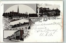 25746 W2240 Heide , Holst Lithographie Kirche Windmühle