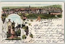 55232 W6508 Alzey 1901 Lithographie Kriegerdenkmal