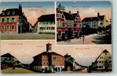 71063 W7032 Sindelfingen 1916 Gebrauchsspuren Langestraße Postamt mit Schulhaus Vaihinger Straße Rathaus Böblinger Straße