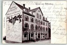 77652 W7600 Offenburg 1904 Gebrauchsspuren Gasthaus Zum Hanauer Hof Johann Bickel