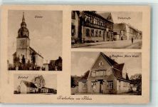 64584 W6083 Biebesheim am Rhein 1920 Gebrauchsspuren Rheinstraße Bahnhof Kaufhaus Marie Wedel