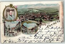 79400 W7842 Kandern 1899 Lithographie Volkstracht Marktplatz