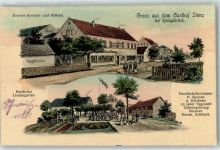 01936 O8293 Königsbrück 1908 Lithographie Gasthaus Stenz Lindengarten Herrm. Schönert