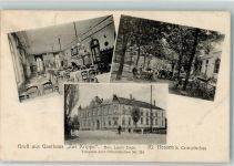 08451 O9630 Crimmitschau 1907 - Klein Hessen Gasthaus zur Krippe Gaststube Garten