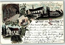 31547 W3076 Loccum 1896 Lithographie Wappen St. Georg Kloster Kreuzgang Georgskapelle