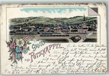 01705 O8210 Potschappel 1898 Lithographie Bahnhof Eisenbahn 0