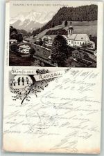 83486 W8243 Ramsau b. Berchtesgaden 1896 - Kirche Gasthaus Vorläufer