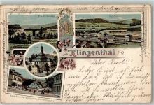 08248 O9650 Klingenthal 1903 Lithographie Bahnhof Kirche Sächs. Grenze Kgl. Nebenzollamt