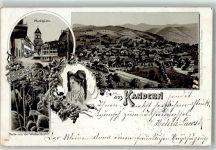 79400 W7842 Kandern 1901 Lithographie Volkstracht An der Wolfschlucht Marktplatz Bahnhof