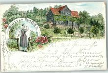 36251 W6430 Bad Hersfeld 1900 Lithographie Müller´s Felsenkeller Tracht Frau Blumen